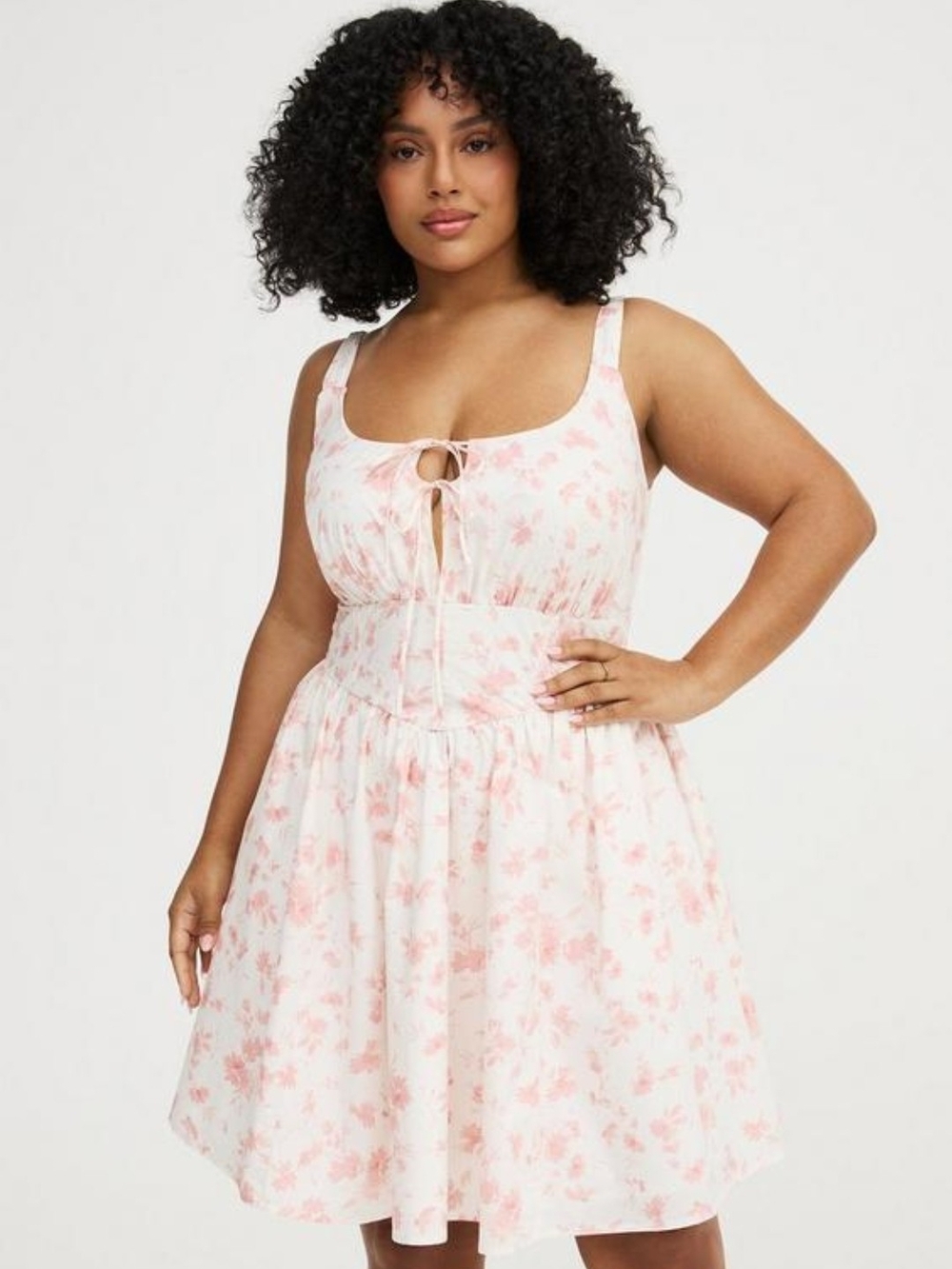 torrid Pink Floral Tie-Front Mini Dress